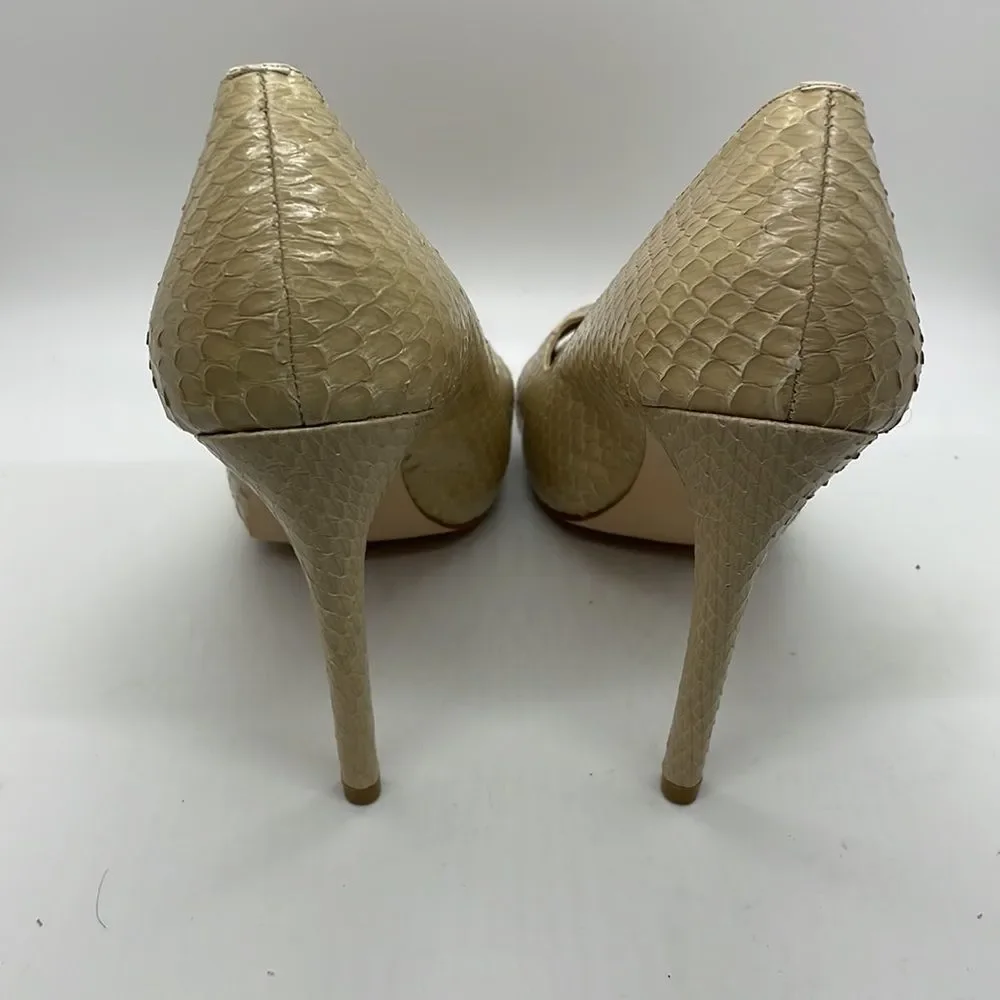 Ann Taylor Cream Textured Peep-Toe Heels